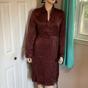 Anthropologie Mo:Vint Chic Long Sleeve Brown Dress